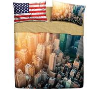 Bassetti Extra Completo Letto copriletto con Balza applicata Matrimoniale stampa digitale alta definizione (LEEX100 AMERICA)