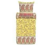 Bassetti Genova 9321874 - Biancheria da letto + 2 federe in 100% raso di cotone, colore giallo Y1, dimensioni: 200 x 200 + 2 K 80 x 80 cm