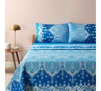 Bassetti Granfoulard Completo Letto Matrimoniale, Lenzuola Puro Percalle di Cotone, Lenzuolo Sopra con Balza Copriletto, Sotto con Angoli Maxi e 2 Federe NAIROBI R1 variante ROSSA
