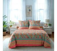 Bassetti Granfoulard Completo Letto Matrimoniale, Lenzuola Puro Percalle di Cotone, Lenzuolo Sopra con Balza Copriletto, Sotto con Angoli Maxi e 2 Federe Rapallo T1