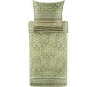 Bassetti Hanbury 9329907 - Biancheria da letto + 1 federa in raso di cotone 100% colore verde muschio V1, dimensioni: 135 x 200 + 1 K 80 x 80 cm