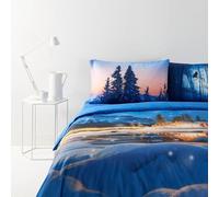 Bassetti Imagine Completo Copripiumino Singolo, Copripiumone Una Piazza 100% Cotone Mountain Lodge Stampa Digitale Alta Definizione Sacca, Lenzuolo sotto con angoli, 1 Federa