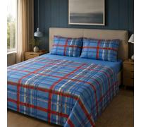 Bassetti Kilt B2 | Completo Lenzuola Matrimoniale Scozzese turchese