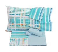 Bassetti Lenzuola Matrimoniali Cotone Completo Letto Matrimoniale Set 2 Piazze composto da Lenzuolo Sopra, Sotto e 4 Federe (Incrocio Turchese)