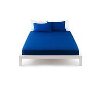 BASSETTI linea pop color lenzuolo coprimaterasso per sotto 100% cotone con ANGOLI ELASTICI CUCITI matrimoniale piazza mezzo singolo (DA OLTREMARE, PIAZZA MEZZO 125x200)