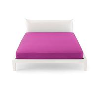 BASSETTI linea pop color lenzuolo coprimaterasso per sotto 100% cotone con ANGOLI ELASTICI CUCITI matrimoniale piazza mezzo singolo (K1 CICLAMINO, PIAZZA MEZZO 125x200)