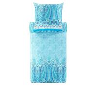 Bassetti MERGELLINA 9327404 - Biancheria da letto + 1 federa in raso di cotone al 100% colore blu oceano B1, dimensioni: 155 x 220 cm