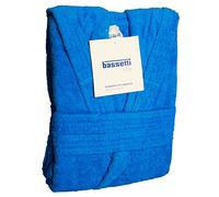 Bassetti Nuovo Accappatoio 100% Spugna di Puro Cotone Tinta Unita Lungo con Cappuccio e Tasche Altamente Assorbente Uomo Donna Unisex S-5XL (M, Azzurro)