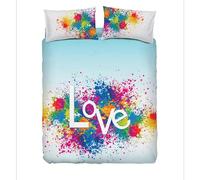 Bassetti Parure Copripiumino IMAGE Stampa Alta Definizione Made in ITALY copriletto lenzuolo stampa in digitale animali natura paesaggi balza applicata 100% cotone(COLOR LOVE, MATRIMONIALE)