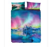 Bassetti Parure Copripiumino IMAGE Stampa Alta Definizione Made in ITALY copriletto lenzuolo stampa in digitale animali natura paesaggi balza applicata 100% cotone(NORDIC TRAVEL, MATRIMONIALE)