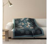 Bassetti Plaid Granfoulard Art.Esperidi 135x190 cm in Cotone con Imbottitura Anallergica Coperta Morbida e Calda per Divano o Letto - Made in Italy (Blu petrolio)