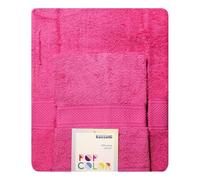 Bassetti POP COLOR - Set Asciugamani Da Bagno Viso e Bidet Coppia Asciugamani da Bagno con Ospite | 60x110 cm + 40x60 cm (CICLAMINO)