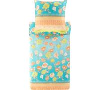 Bassetti POSILLIPO Biancheria da letto + 2 federe in 100% raso di cotone di colore verde V1, dimensioni: 200 x 200 cm - 9327419