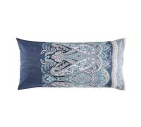 Bassetti Sabbioneta 9331453 - Federa per cuscino per biancheria da letto, 100% raso di cotone, colore blu, B3, dimensioni: 40 x 80 cm