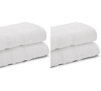 Bassetti Set 1+1 Asciugamano E Ospite, Bianco, 100% Cotone, 40X60/60X100 cm, 2 Asciugamani, Morbidi Assorbenti E Lavabili In Lavatrice (Confezione da 2)
