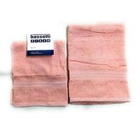 Bassetti Set 1+1, Asciugamano Viso + Asciugamano Ospite, Mis. 60x110 cm e 40x60 cm, 100% Spugna di Puro Cotone 430gr/mq, Tinta Unita Colore Rosa Cipria