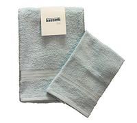 Bassetti - Set Asciugamani Da Bagno Viso e Bidet Coppia Asciugamani da Bagno con Ospite | 60x110 cm + 40x60 cm | Col. Celeste - 1300