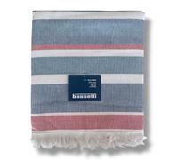 Bassetti Telo Mare Samoa 100% Cotone Tinto Filo con Frange 80x160 cm Retro in Spugna Fantasia Rigata Assorbente Certificato OEKO-TEX (Blu)