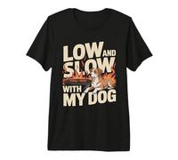 Basso E Lento con Il Mio Cane Barbecue Grigliare Maglietta Premium