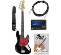 Basso Elettrico 70's Vintage JB-Style Jazz Pickup Nero Rosso Set Tracolla Cavo