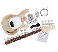 Rocktile kit basso elettrico MM-style: set fai-da-te con corpo in paulownia, manico in acero, tastiera in palissandro, 21 tasti, pickup humbucker, finitura naturale per autocostruzione