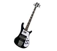Basso elettrico Solid Body, stile tributo classico nero con doppi pickup, 4 corde full size for performance sul palco rock (Bajo Eléctrico)