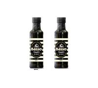 Basso Olio Extra Vergine d'Oliva all'Aglio, 250ml, Confezione da 2 Bottiglie, con Portachiavi italy shop service