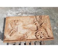 BASSORILIEVO BIGA ROMANA DA PARETE QUADRO ROMANO IN CEMENTO MARMO ESTERNO 113 CM