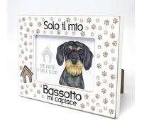 BASSOTTO A PELO DURO - Cornice per foto con testo. Cornice con motivo di cane. Una foto, una foto con un animale domestico. Da appoggiare o appendere. Un regalo per ogni amante dei cani.