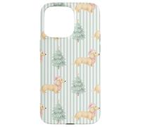 Bassotto a pelo lungo color crema di mare rosa Natale Custodia per iPhone 15 Pro Max