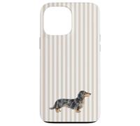 Bassotto a pelo lungo nero e crema a strisce marrone chiaro Custodia per iPhone 13 Pro Max