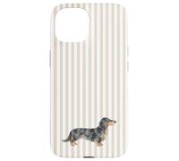 Bassotto a pelo lungo nero e crema a strisce marrone chiaro Custodia per iPhone 15