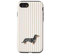 Bassotto a pelo lungo nero e crema a strisce marrone chiaro Custodia per iPhone SE (2020) / 7/8