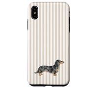 Bassotto a pelo lungo nero e crema a strisce marrone chiaro Custodia per iPhone XS Max
