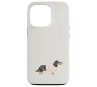 Bassotto a pelo lungo rosa a righe crema e nero Custodia per iPhone 13 Pro