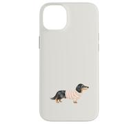 Bassotto a pelo lungo rosa a righe crema e nero Custodia per iPhone 14 Plus