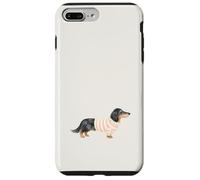 Bassotto a pelo lungo rosa a righe crema e nero Custodia per iPhone 7 Plus/8 Plus