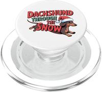Bassotto Attraverso La Neve Umorismo Divertente Natale Wiener Dog PopSockets PopGrip per MagSafe