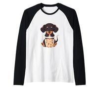 Bassotto Boba Tea Bubble Tea Anime Kawaii Cane Maglia con Maniche Raglan