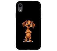 Bassotto cartone animato in piedi con espressione felice Custodia per iPhone XR