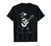 Bassotto Che Suona la Chitarra Simpatico Cane Musicale Divertente Maglietta