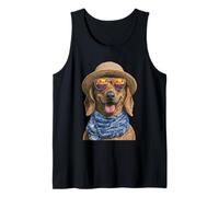 Bassotto con Occhiali da Sole e Cappello di Paglia Wiener Dog Summer Canotta