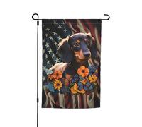 Bassotto Girasole Cani Il mio cane d'amore Amercia Bandiera Bandiera da giardino vibrante Bifacciale 12 X 18 pollici