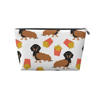 Bassotto Hot Dog E Patatine Fritte Cibo Divertente Carino, Borsa da toilette Borsa per trucco Borsa per cosmetici Borsa da toilette da viaggio portatile