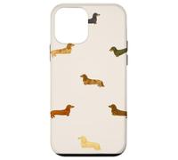 Bassotto liscio e a pelo lungo, crema neutra, divertente cane mamma Custodia per iPhone 12 mini