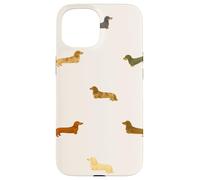 Bassotto liscio e a pelo lungo, crema neutra, divertente cane mamma Custodia per iPhone 15