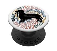 Bassotto Mangiare Dormire Cammina il Cane A pelo corto Doxie Mamma Mamma PopSockets PopGrip Adesivo