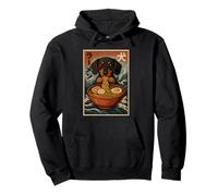 Bassotto Mangiare Ramen Kawaii Anime Pet Weiner Foodie Art Felpa con Cappuccio