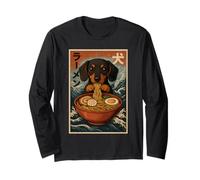 Bassotto Mangiare Ramen Kawaii Anime Pet Weiner Foodie Art Maglia a Manica