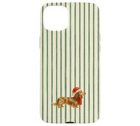 Bassotto natalizio a pelo lungo marrone e crema Custodia per iPhone 15 Plus